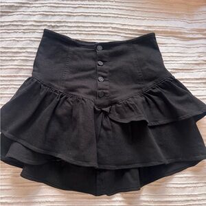 MOTHER The Pixi Minx Ruffle Tiered Mini Skirt